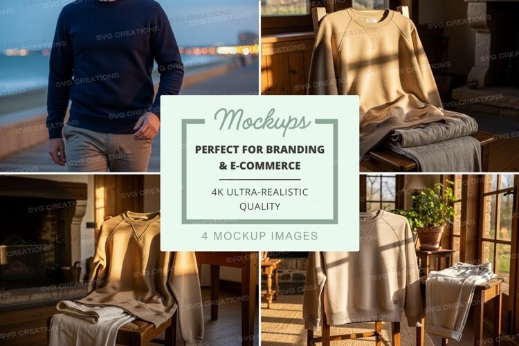 Clothing mockup display on wooden shelf by window example image 1