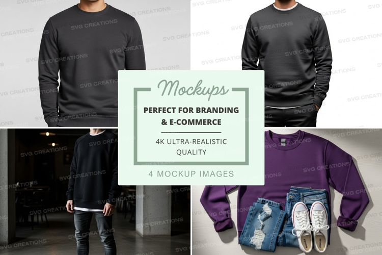 Men's sweatshirt mockup front back casual wear display