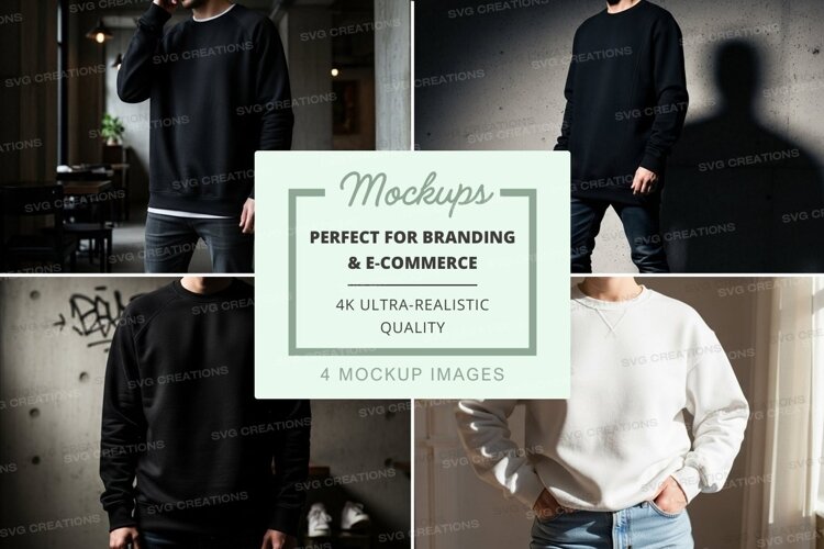 Black and white sweatshirt mockup on mannequin urban style example image 1