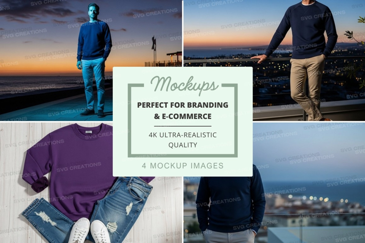 Man casual outfit mockup city sunset view