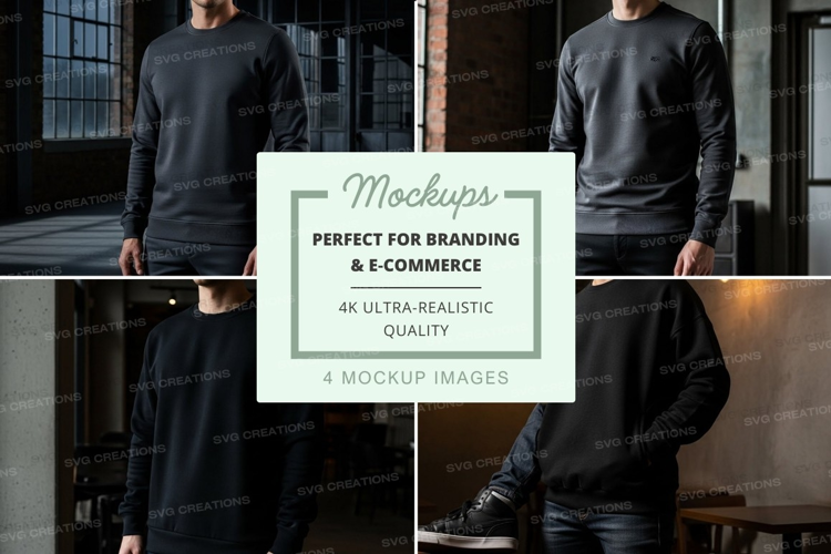 Male model black sweater mockup urban loft lighting