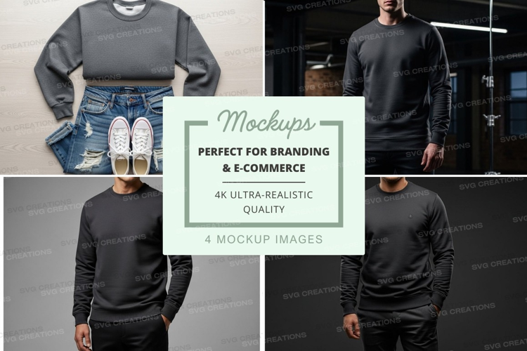 Man wearing distressed jeans mockup on gray hoodie