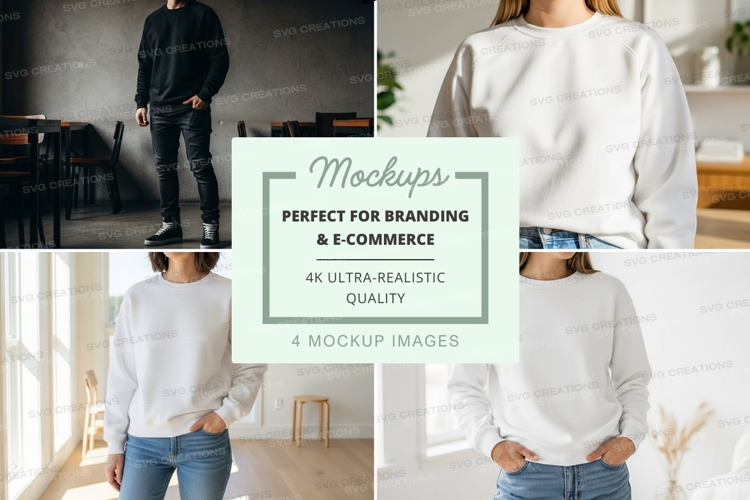 Woman wearing oversized sweater mockup indoor lifestyle