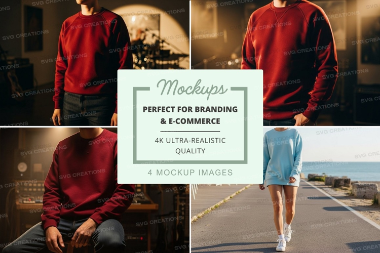 Red sweater mockup casual lifestyle urban outdoor