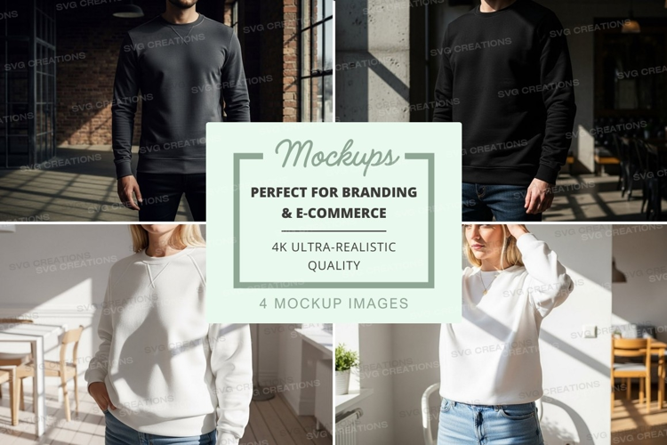 Woman wearing oversized hoodie mockup in loft interior