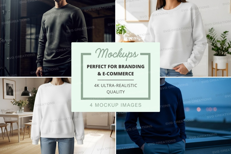 Casual sweater mockup on model in modern interior