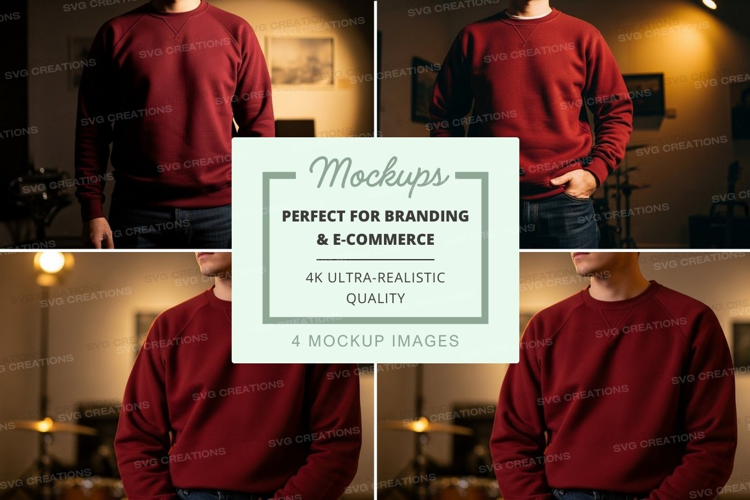 Red sweater mockup on mannequin studio display lighting