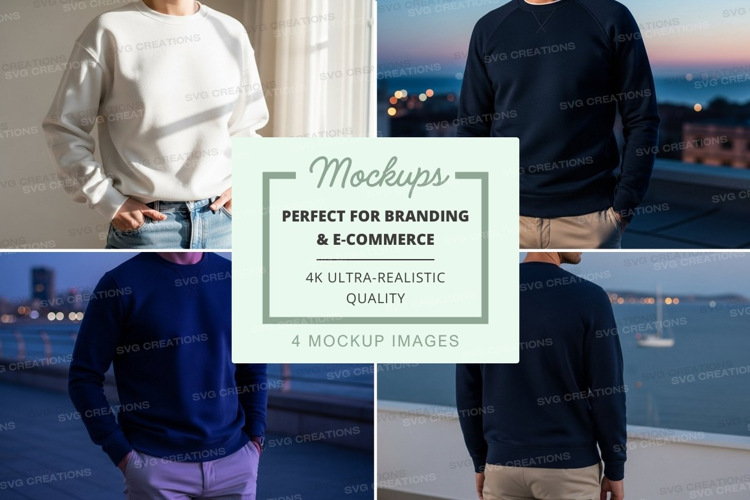 Woman sweater mockup urban sunset minimalist design