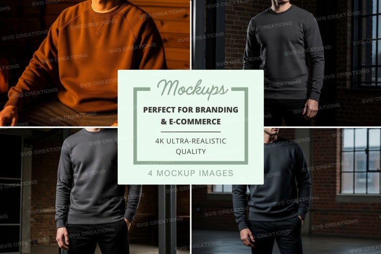 Men casual sweatshirt mockup on wooden hanger display