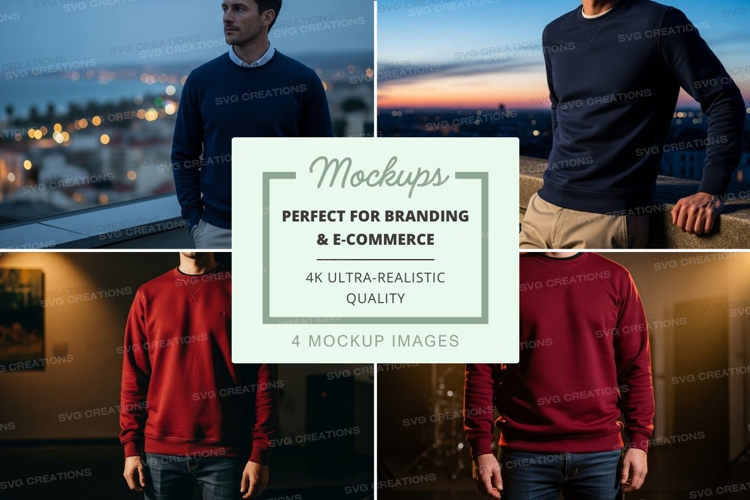 Man casual sweater mockup city sunset urban lifestyle