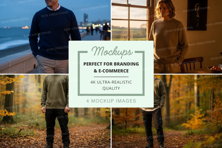 Couple walking in modern waterfront home mockup