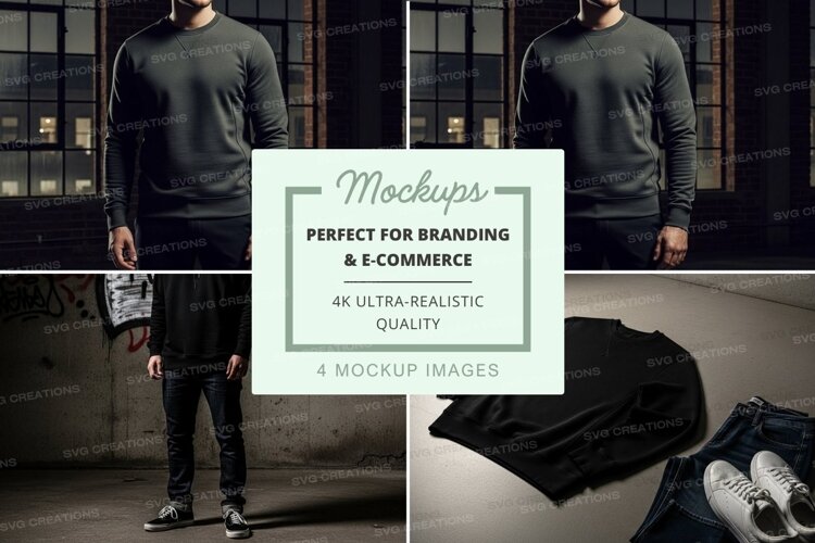 Man casual sweater mockup urban streetwear display example image 1