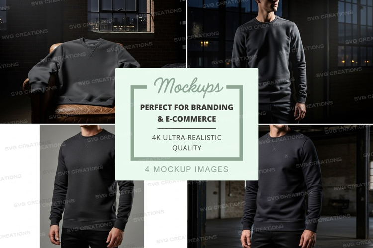 Black long sleeve shirt mockup on mannequin and model