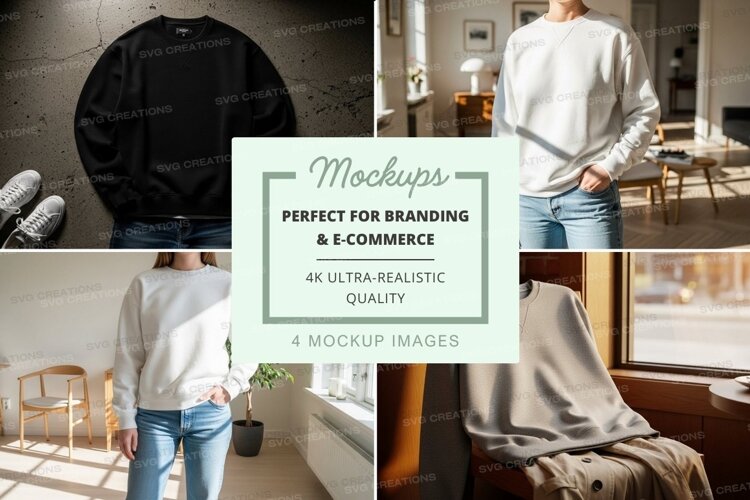 Oversized sweater mockup casual lifestyle indoor display example image 1