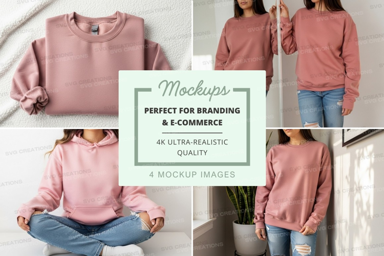 Pink hoodie mockup casual lifestyle front back view