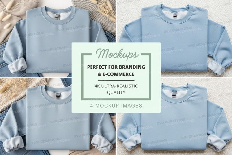 Light blue sweatshirt mockup on wooden hanger minimalist dis