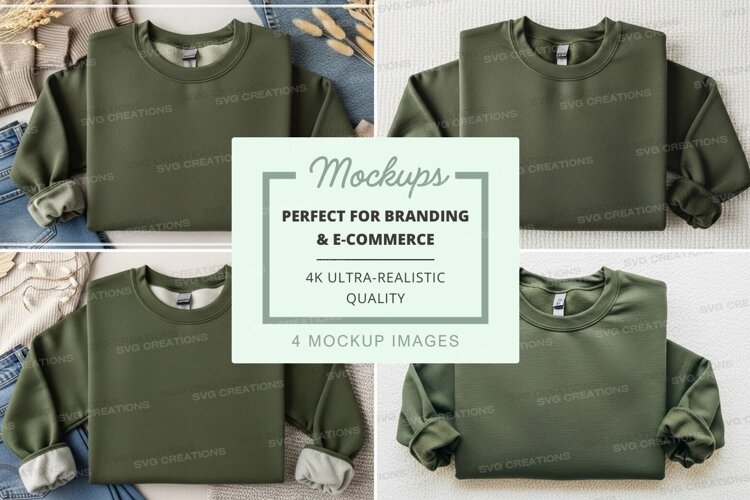 Green sweatshirt mockup on wooden hanger casual display example image 1