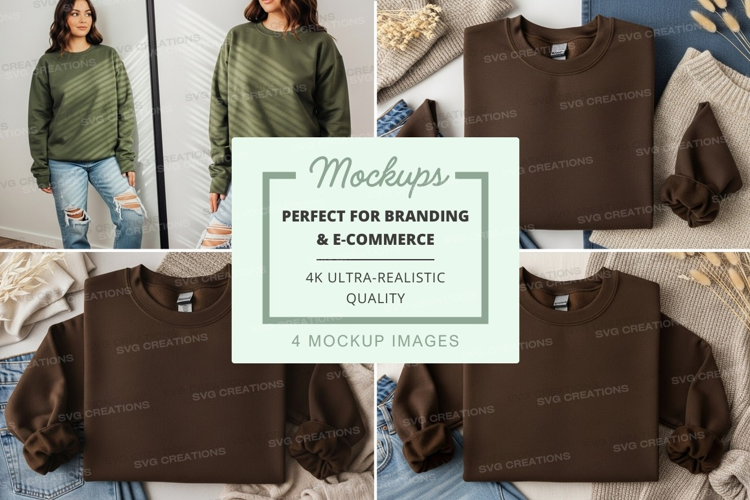 Women wearing brown t-shirt mockup on bed with jeansmockup,