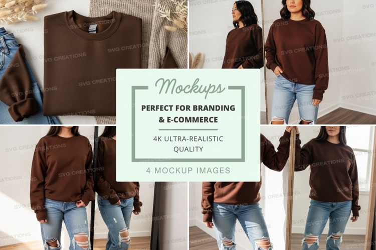 Brown hoodie mockup on models in urban loft setting example image 1