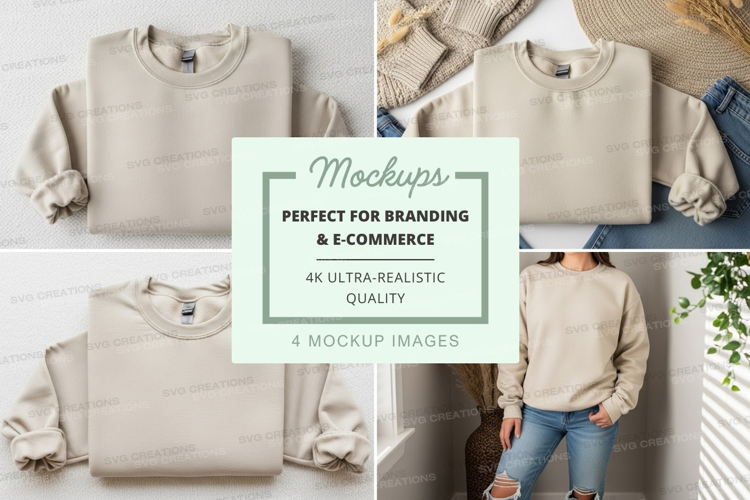 Beige knitwear mockup on hanger and model lifestyle