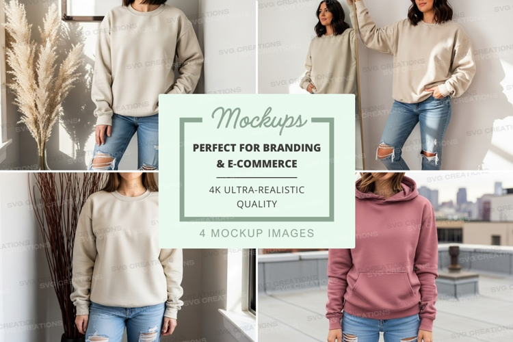 Women hoodie mockup casual lifestyle urban minimalist