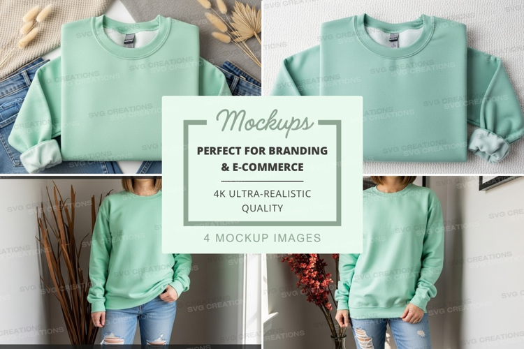 Woman wearing mint green oversized sweater mockup casual sty