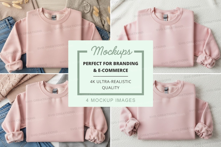 Pink sweatshirt mockup on hanger minimalist display