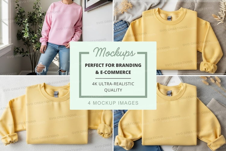 Women's cropped sweatshirt mockup on hanger and model