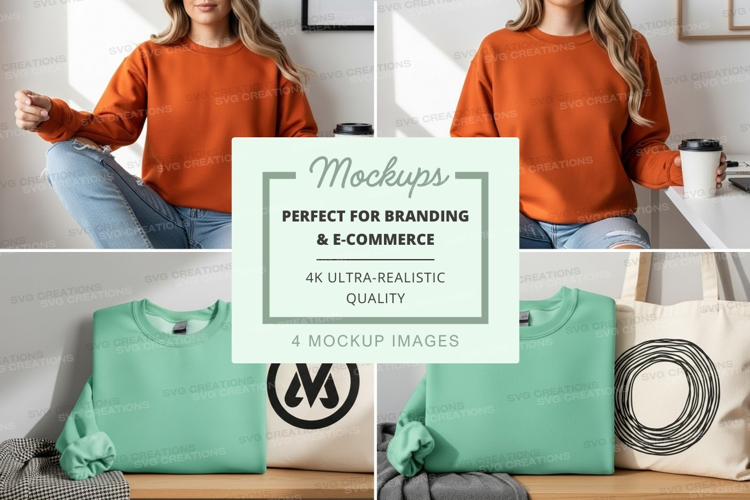 Woman in sweater mockup lifestyle cozy home minimalist