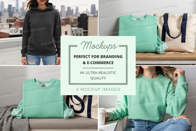 Woman with mint tote bag mockup urban lifestyle