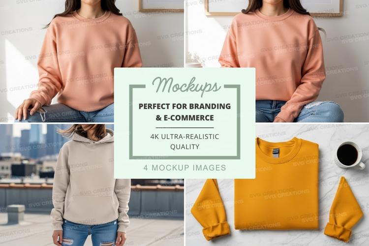 Woman wearing hoodie mockup in modern kitchen lifestyle