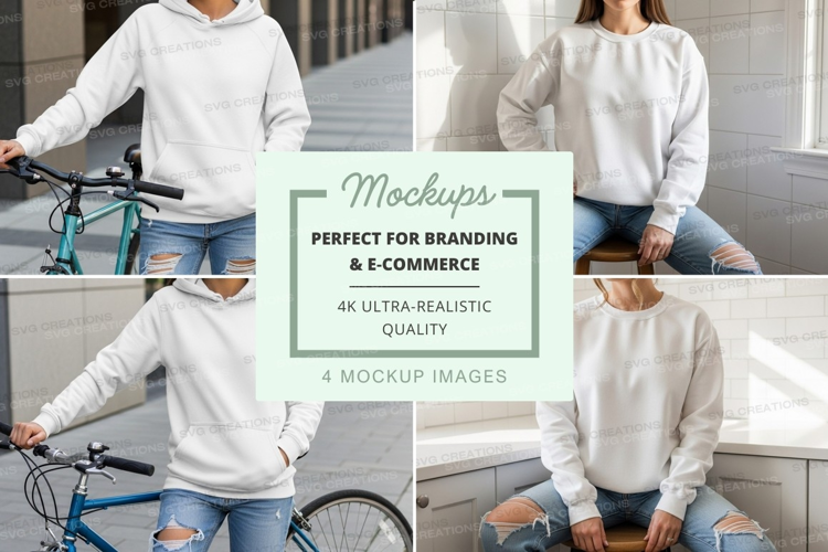 Woman casual hoodie mockup urban lifestyle outdoor