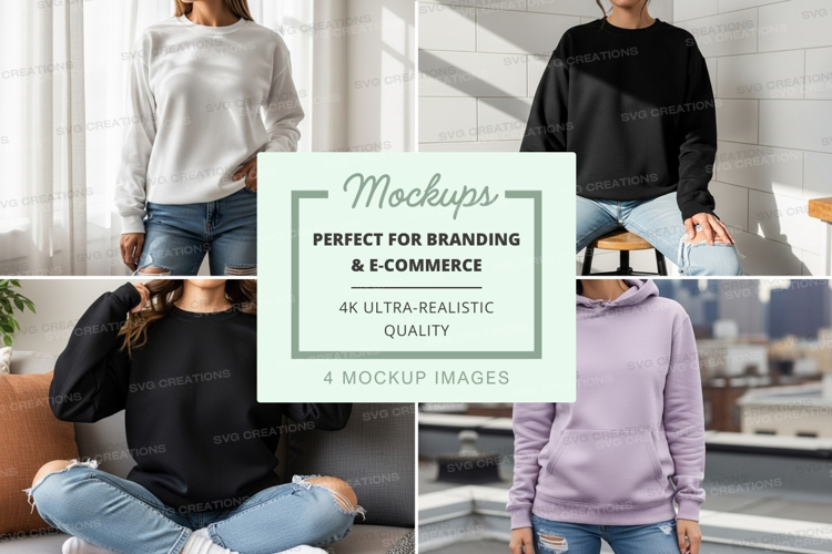 Woman mockup hoodie casual urban lifestyle minimalist