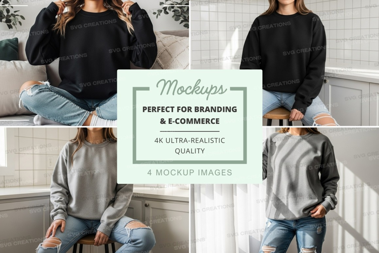 Woman mockup sitting jeans sweater urban stairs lifestyle