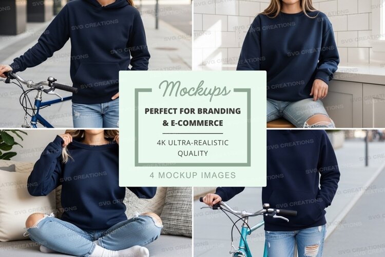 Women with bicycles mockup casual urban lifestyle example image 1