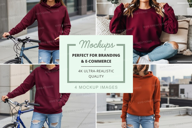 Woman cycling urban mockup lifestyle casual denim