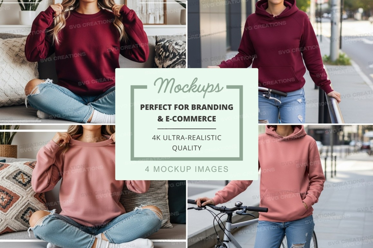 Woman casual mockup urban lifestyle jeans sweater