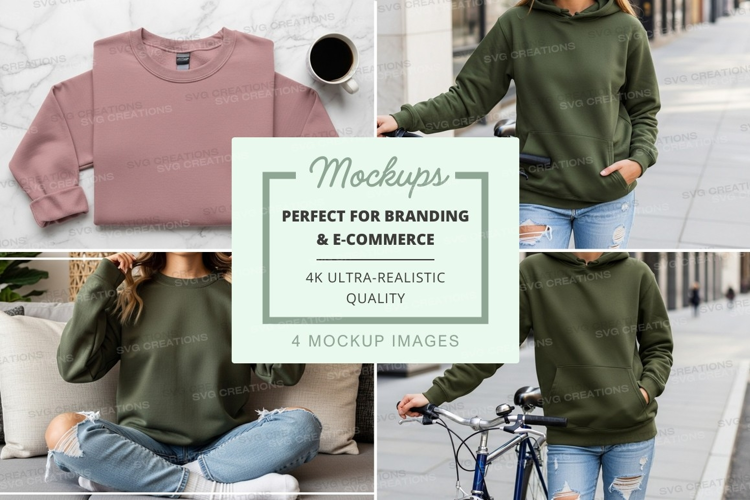 Woman wearing oversized hoodie mockup on city street