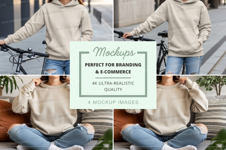 Woman mockup sitting with bicycle urban lifestyle minimalist