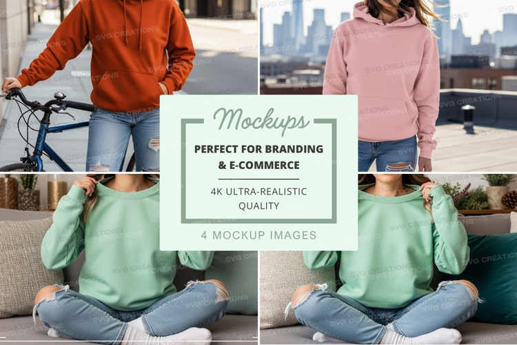 Three women meditating urban rooftop cityscape mockup