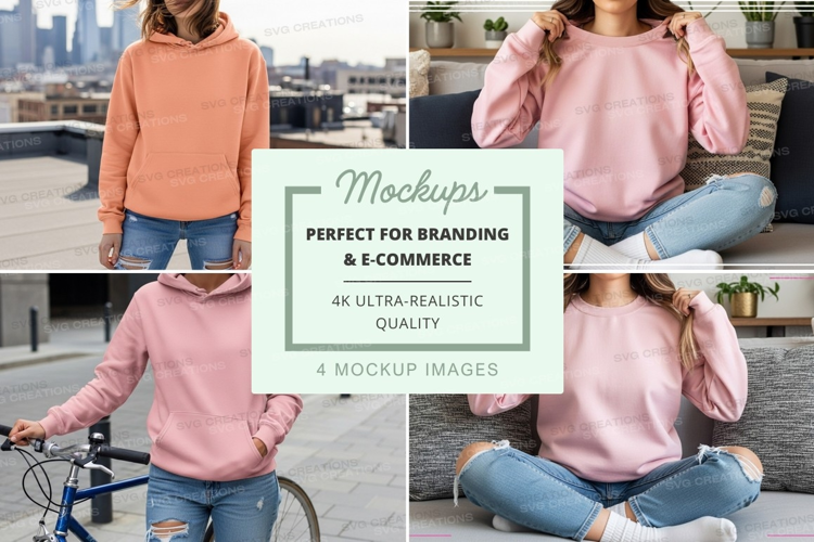 Woman hoodie mockup urban lifestyle casual outdoor