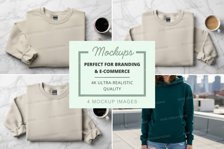 Minimalist sweater mockup on marble with city view