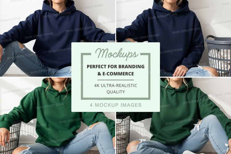 Casual hoodie mockup sitting on chair lifestyle minimal