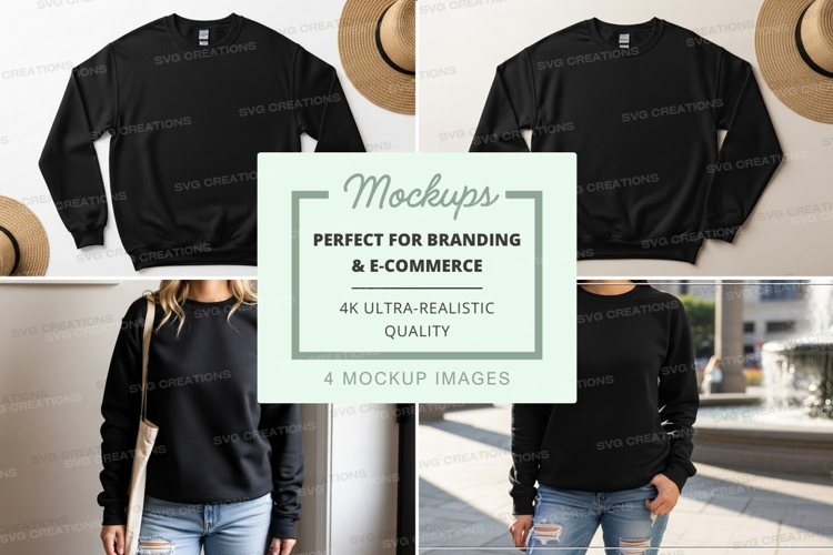 Black sweatshirt mockup on mannequin urban display