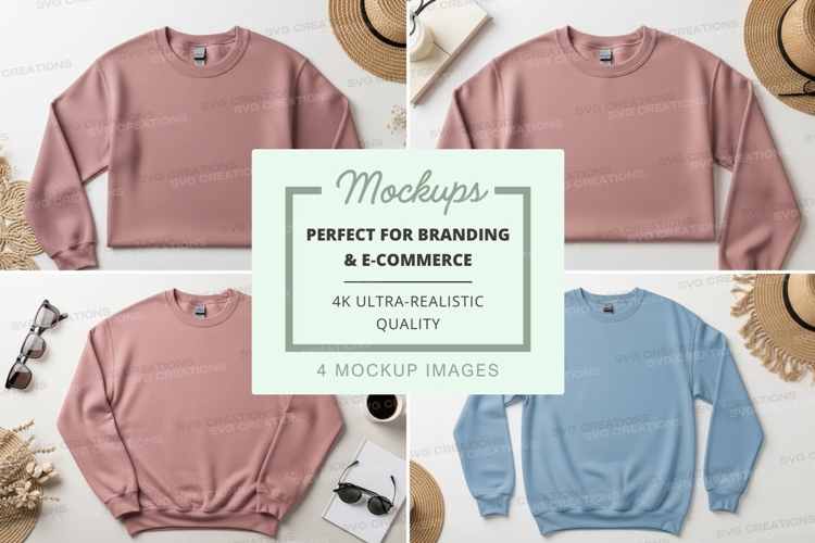 Pink sweatshirt mockup flat lay minimalist lifestyle