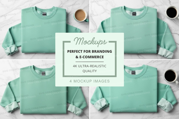 Mint green sweatshirt mockup flat lay minimalist design