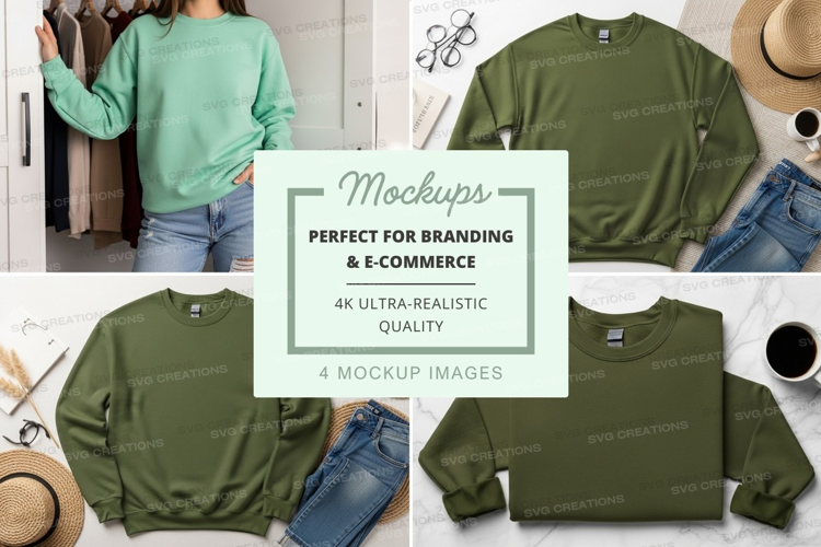 Women's oversized sweatshirt mockup on hanger and flat lay