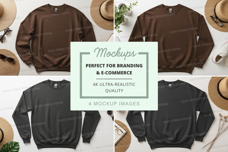 Brown sweatshirt mockup flat lay minimalist design