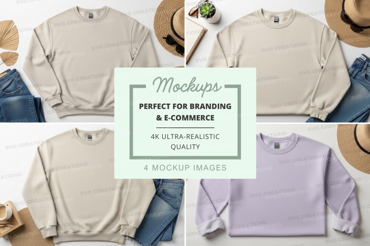 Minimalist sweatshirt mockup on lifestyle flat lay