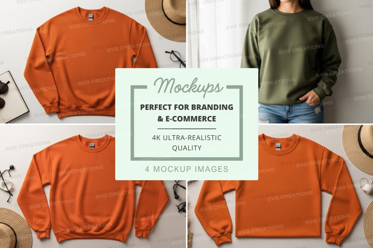 Women's sweatshirt mockup on white brick wall minimalist dis